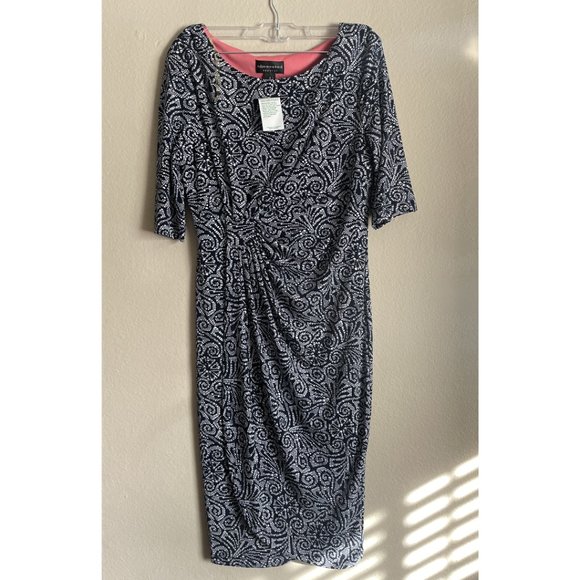 NWT Connected Apparel Faux Wrap Knee Length Dress-Size 6 - Picture 1 of 7